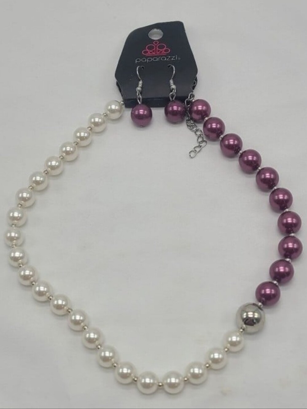 Paparazzi 5th Avenue A Lister Purple & Pearl Necklace and Earring Set NWT